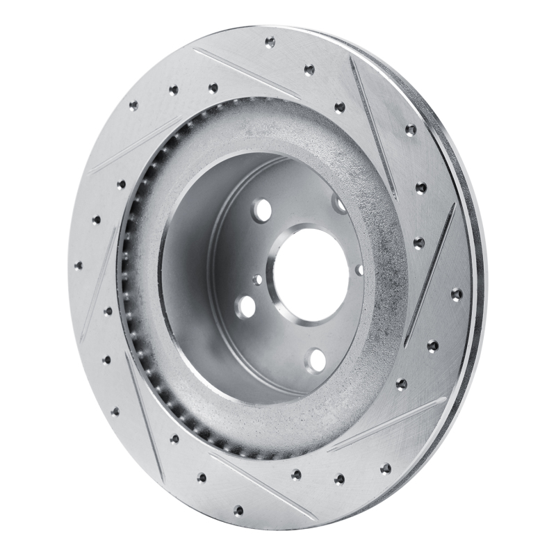 Lexus RC350 Brake Rotor (1) - Rear Left - R1 Concepts - Drilled & Slotted - Silver - `21-`22
